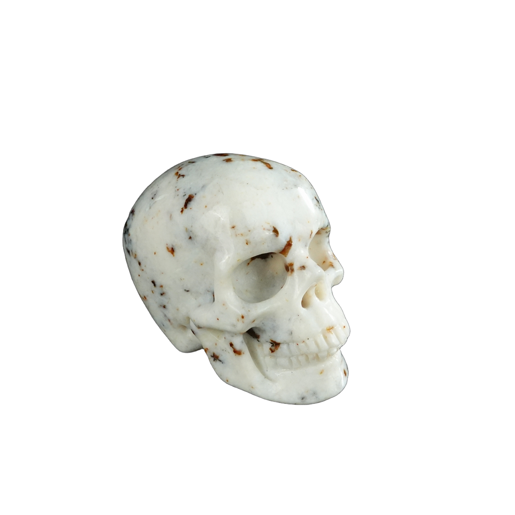 2.2" White Opal Crystal Skull Carving - Hand Carved Decor
