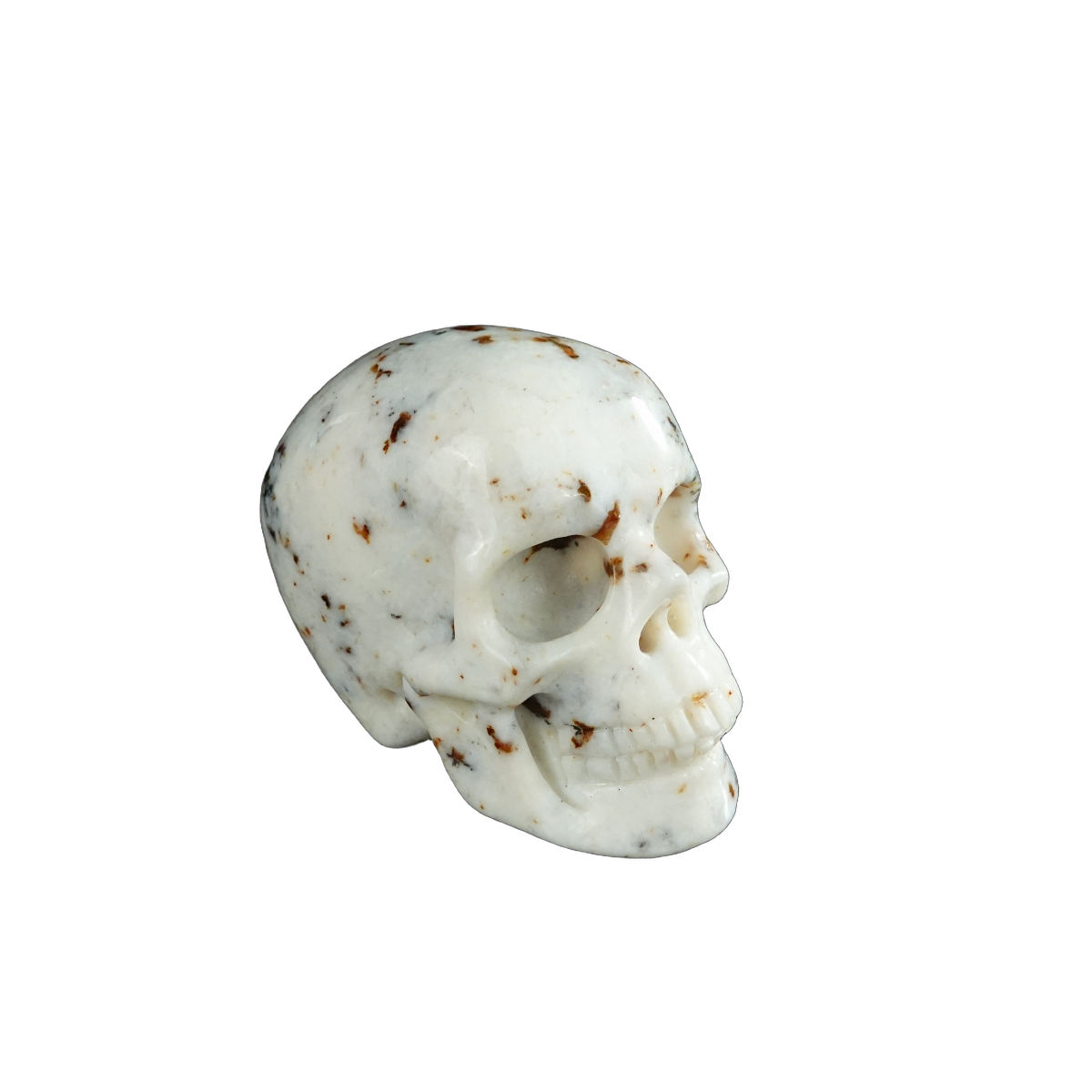 2.2" White Opal Crystal Skull Carving - Hand Carved Decor