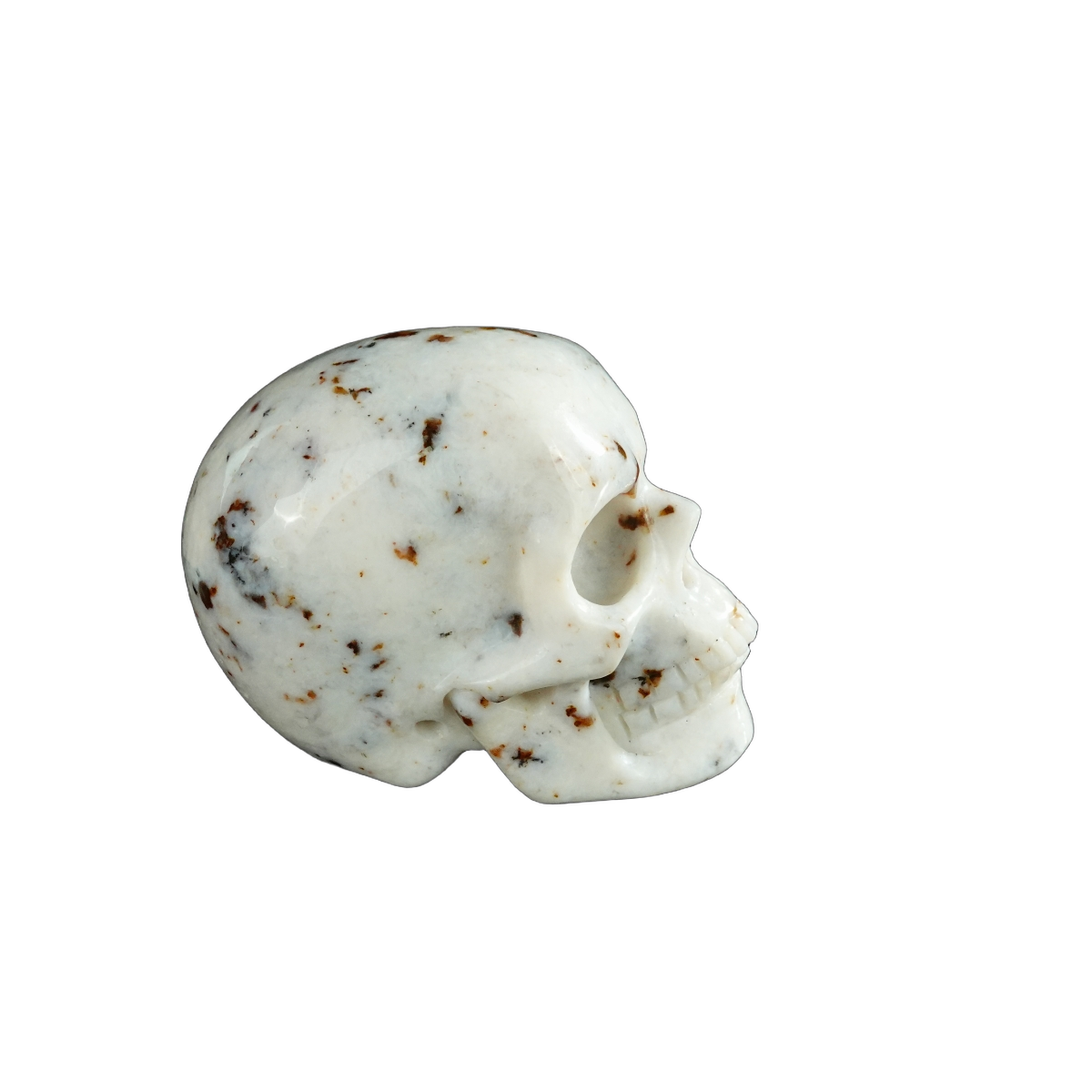 2.2" White Opal Crystal Skull Carving - Hand Carved Decor
