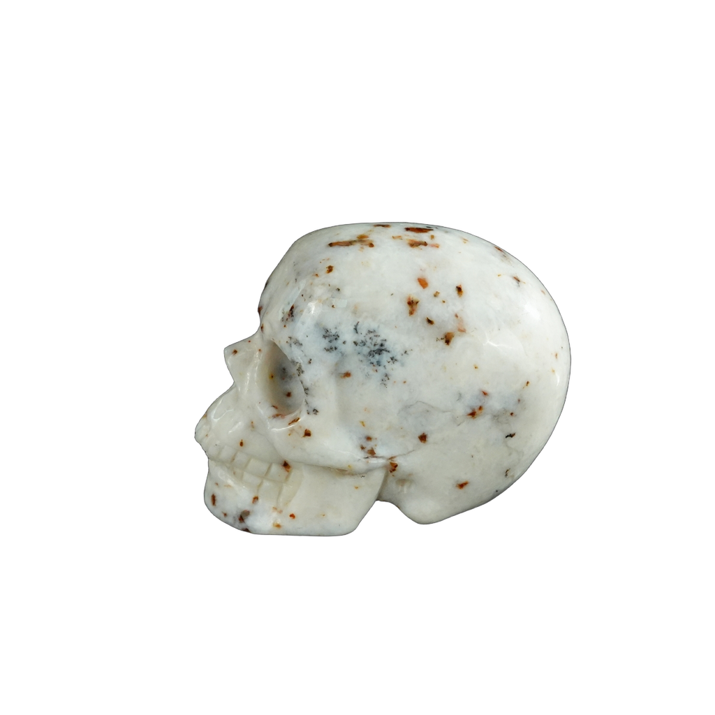 2.2" White Opal Crystal Skull Carving - Hand Carved Decor