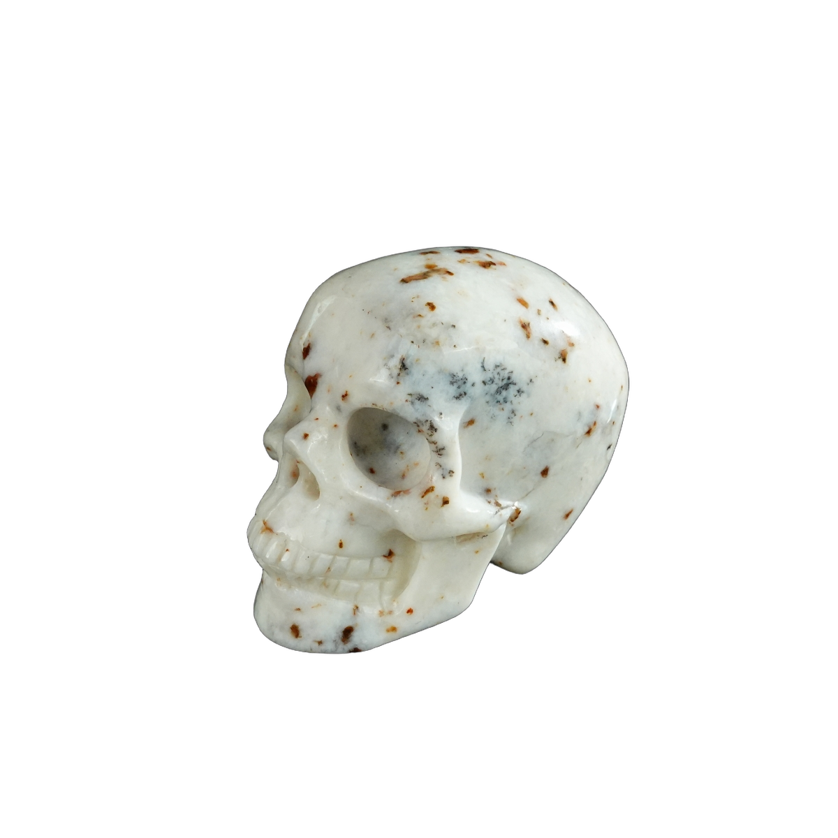 2.2" White Opal Crystal Skull Carving - Hand Carved Decor