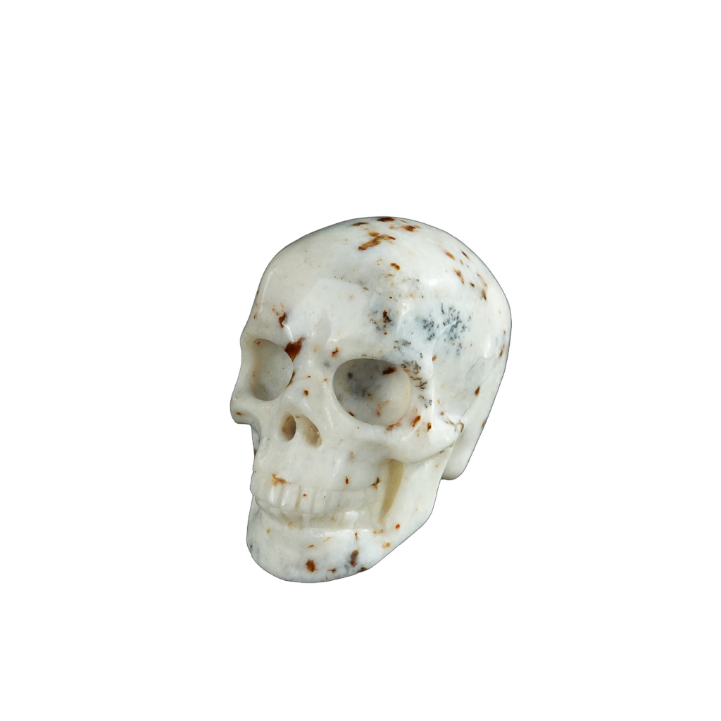 2.2" White Opal Crystal Skull Carving - Hand Carved Decor