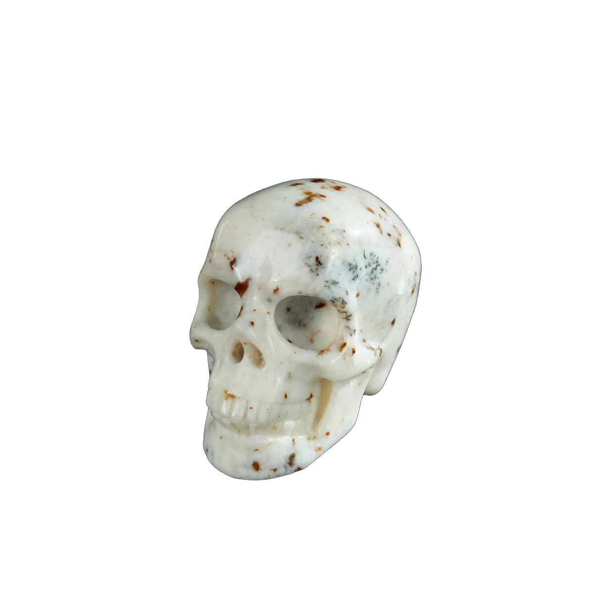 2.2" White Opal Crystal Skull Carving - Hand Carved Decor