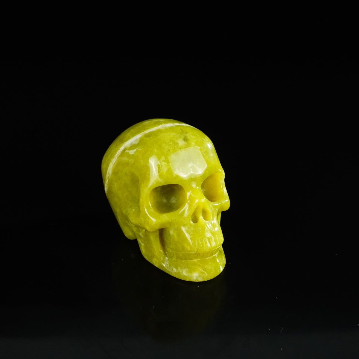 2.2" Serpentine Crystal Skull Carving - Unique Piece #XJ01