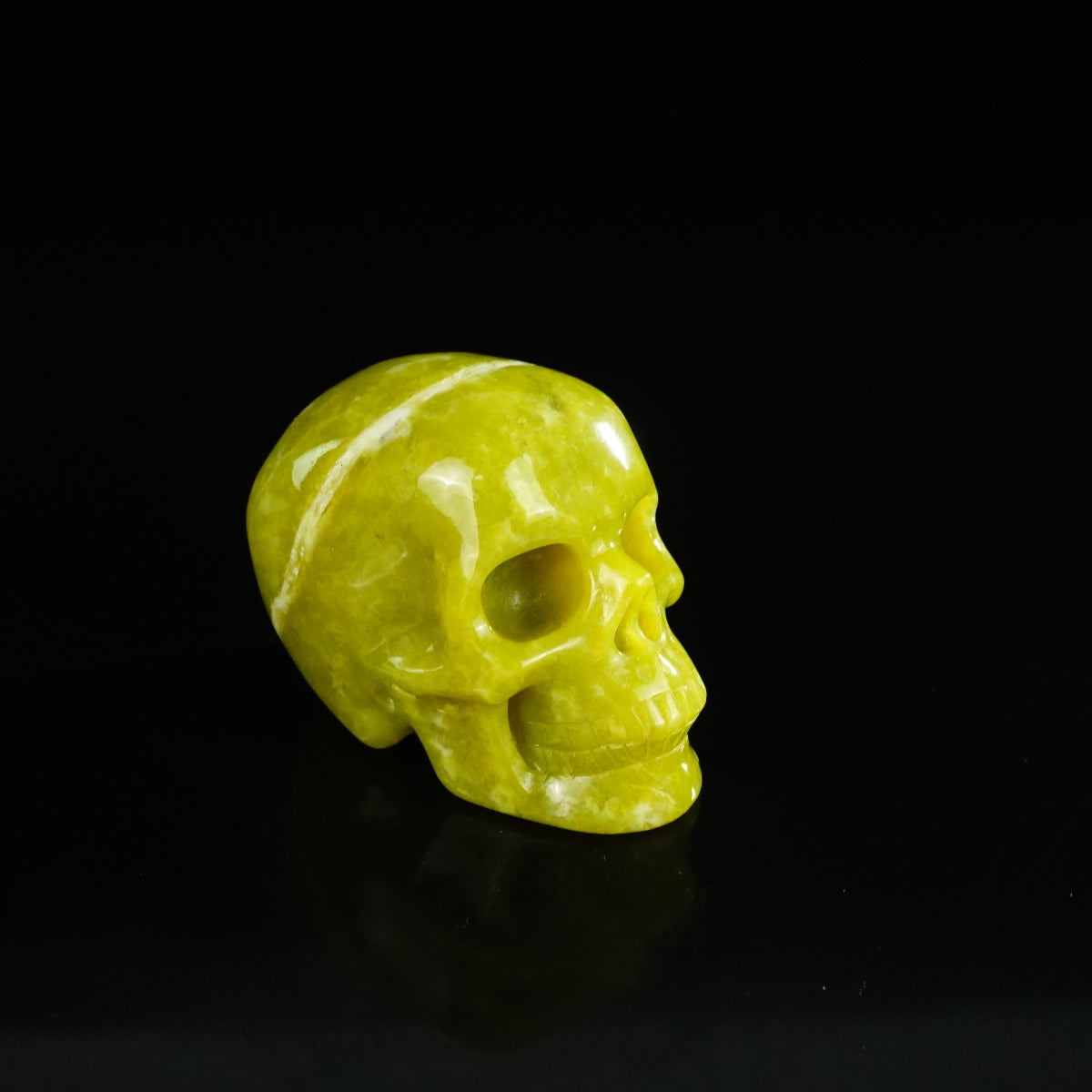 2.2" Serpentine Crystal Skull Carving - Unique Piece #XJ01