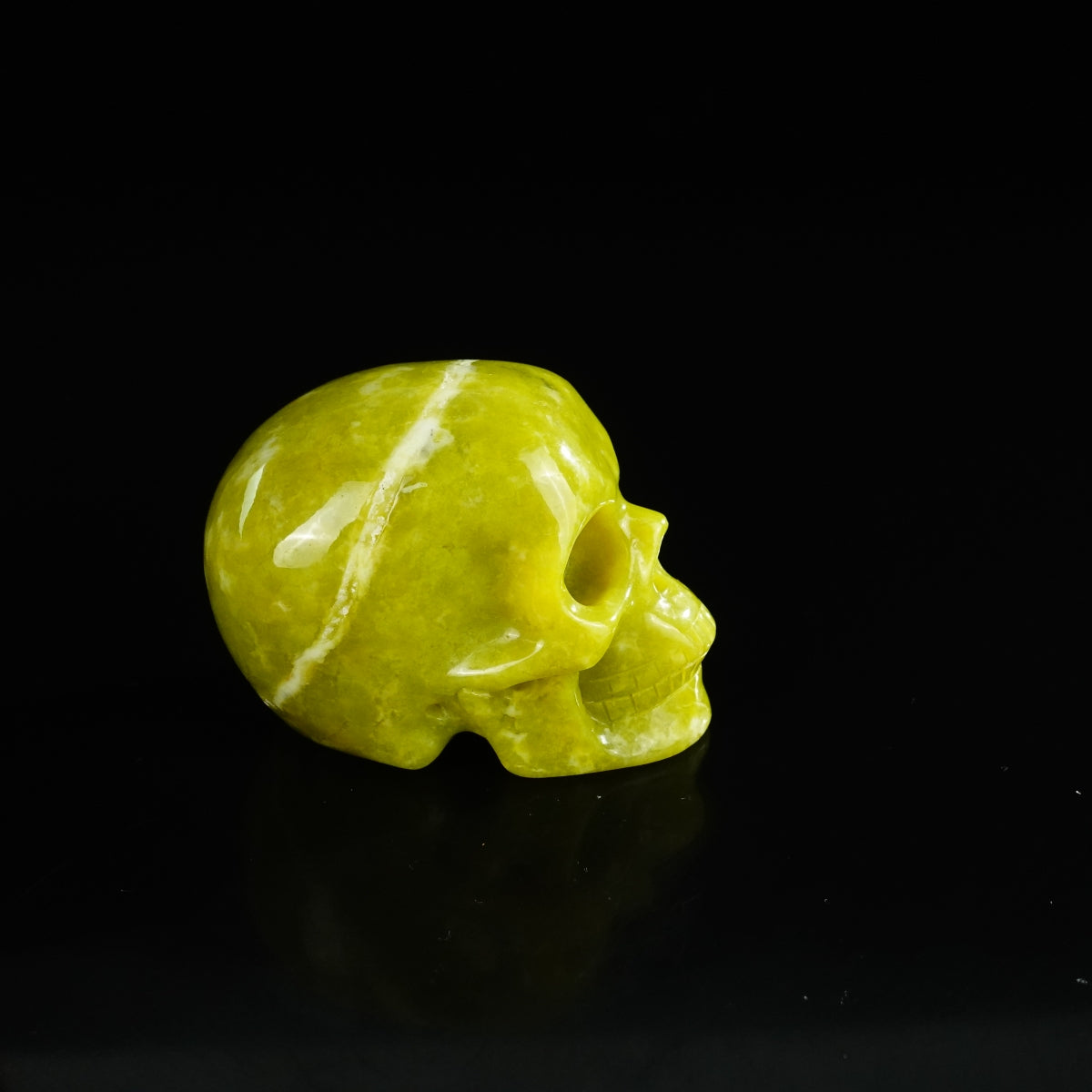 2.2" Serpentine Crystal Skull Carving - Unique Piece #XJ01