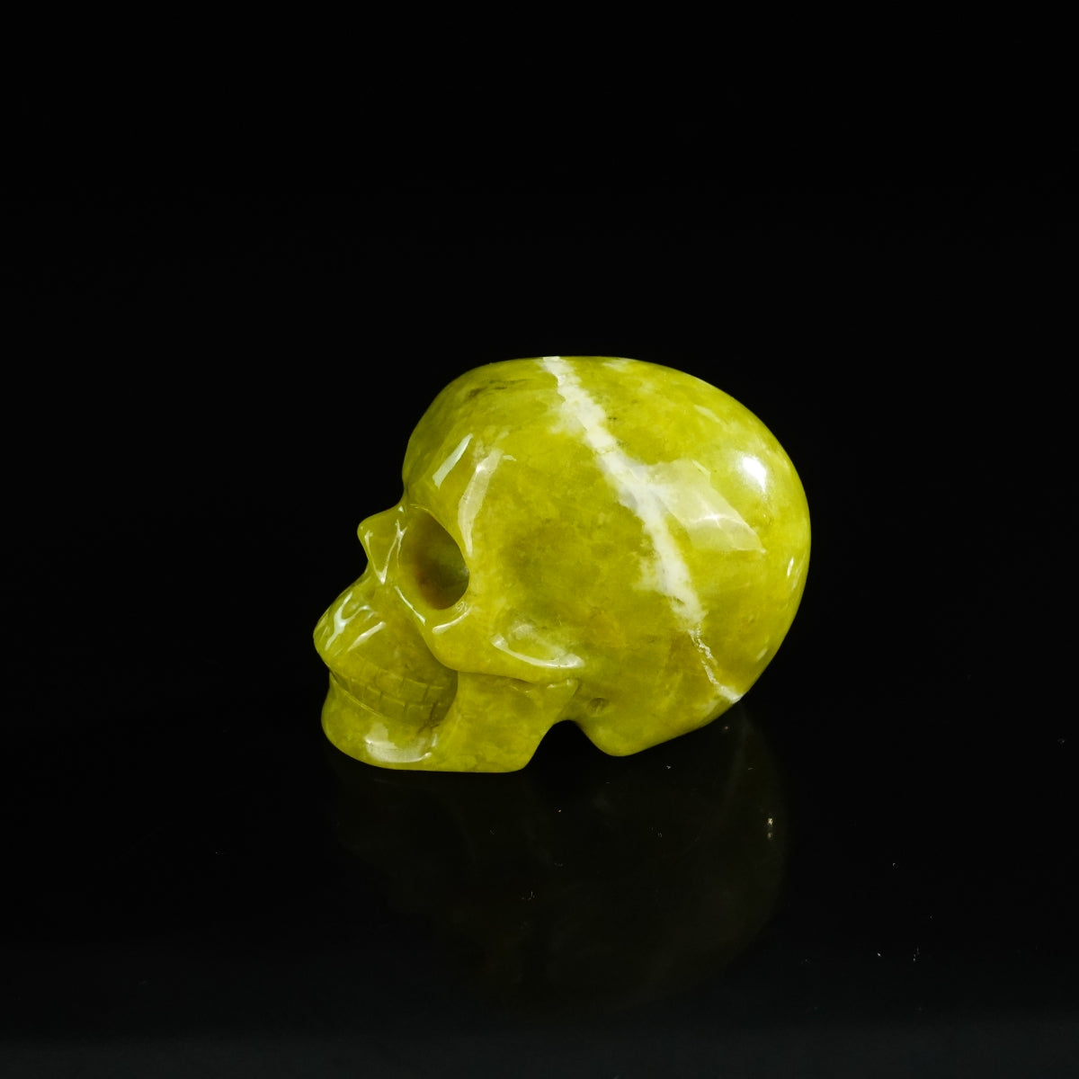2.2" Serpentine Crystal Skull Carving - Unique Piece #XJ01