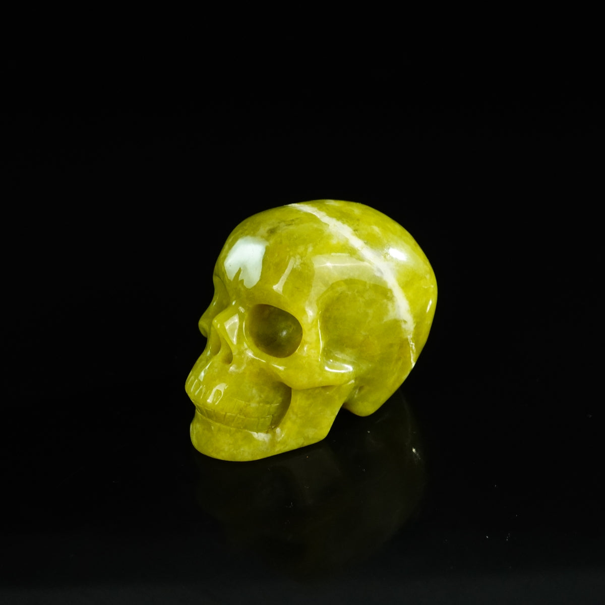 2.2" Serpentine Crystal Skull Carving - Unique Piece #XJ01