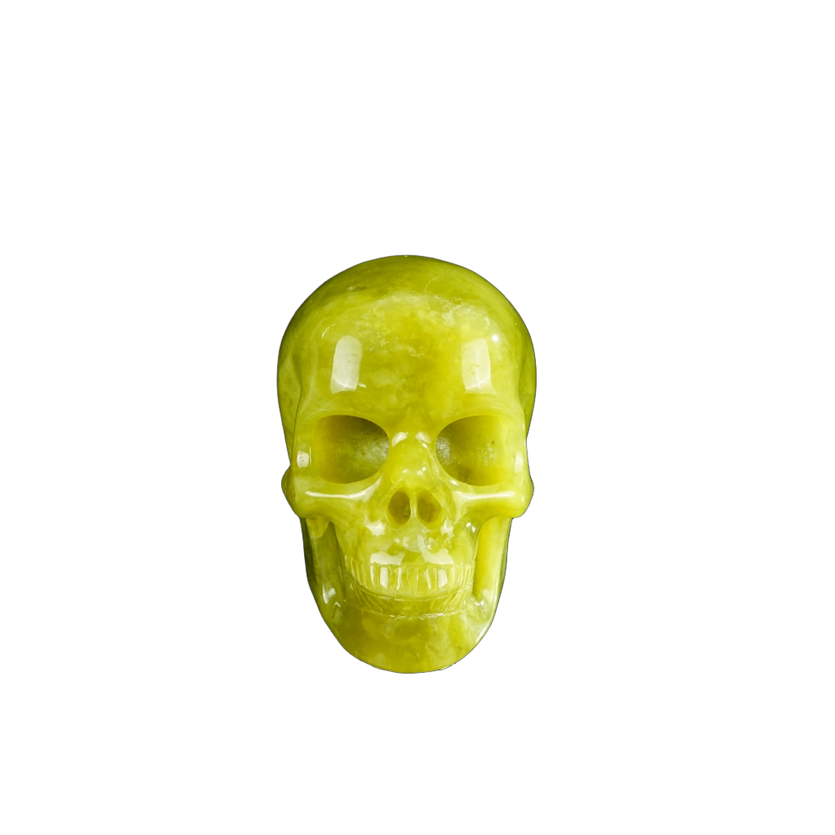 2.2" Serpentine Crystal Skull Carving - Hand Carved Decor