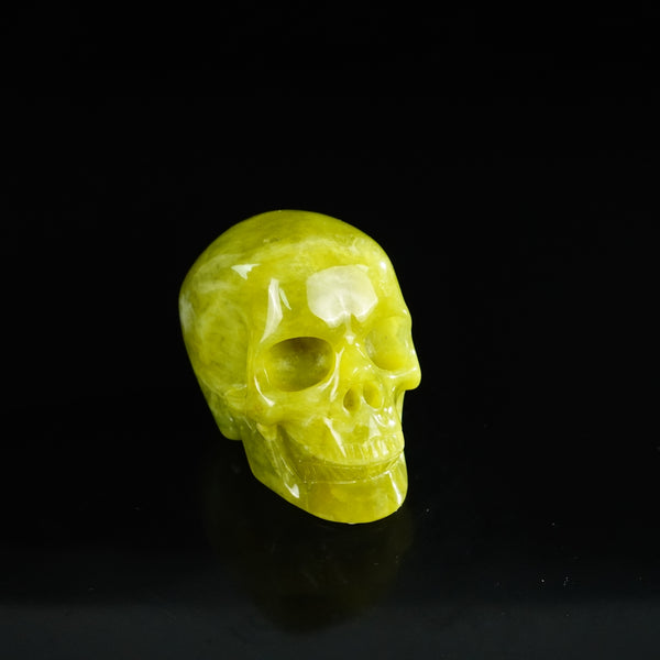 2.2" Serpentine Crystal Skull Carving - Unique Piece #XJ03 - alternate view