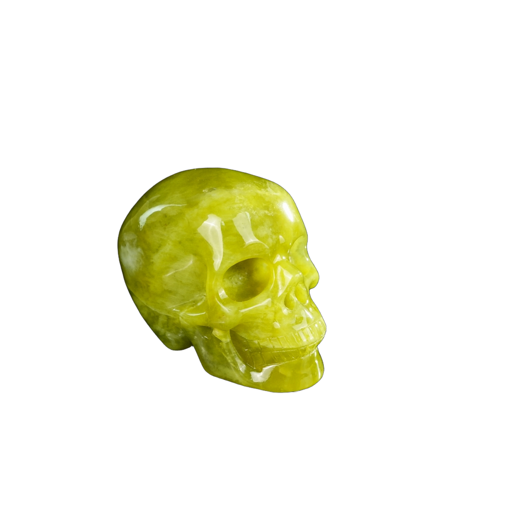 2.2" Serpentine Crystal Skull Carving - Hand Carved Decor
