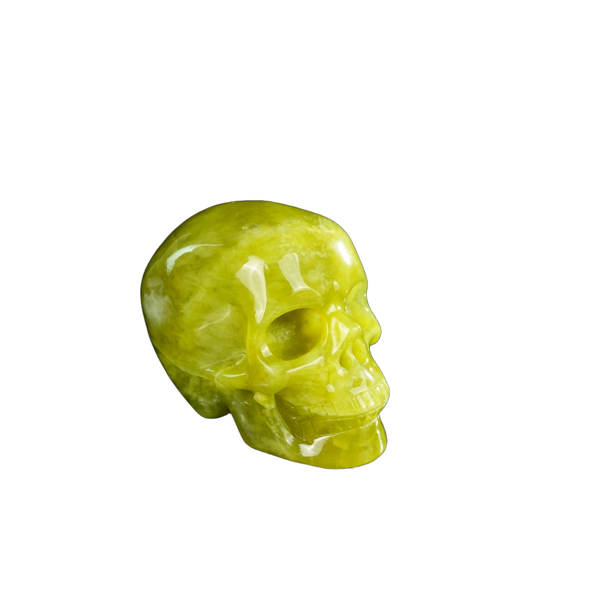 2.2" Serpentine Crystal Skull Carving - Hand Carved Decor