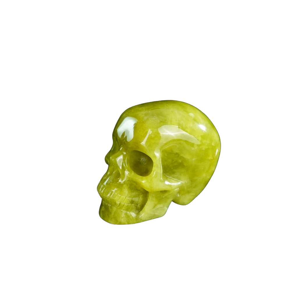 2.2" Serpentine Crystal Skull Carving - Hand Carved Decor