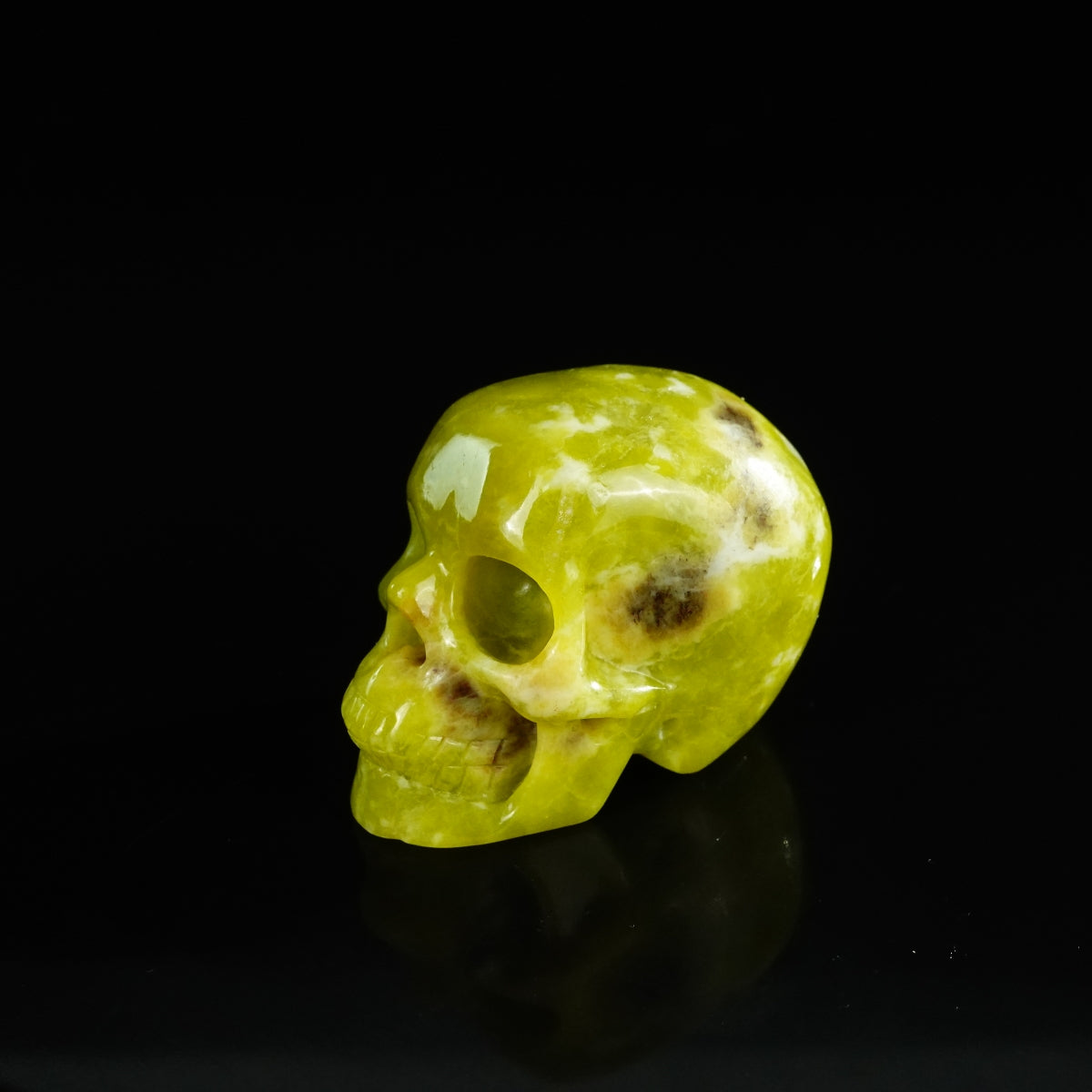 2.2" Serpentine Crystal Skull Carving - Unique Piece #XJ04