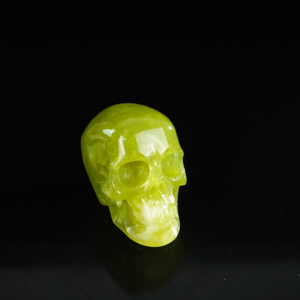2.2" Serpentine Crystal Skull Carving - Unique Piece #XJ06 - alternate view