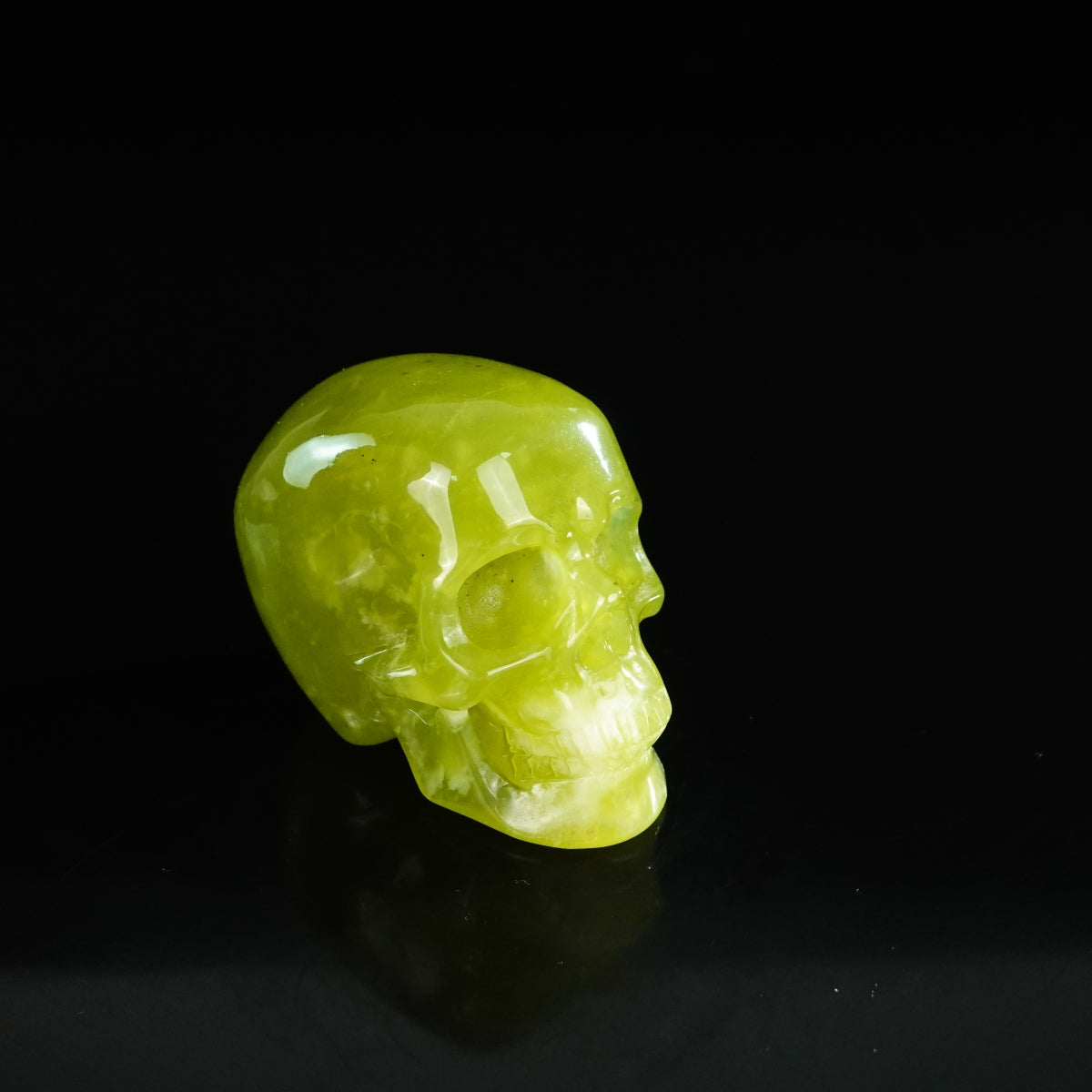 2.2" Serpentine Crystal Skull Carving - Unique Piece #XJ06
