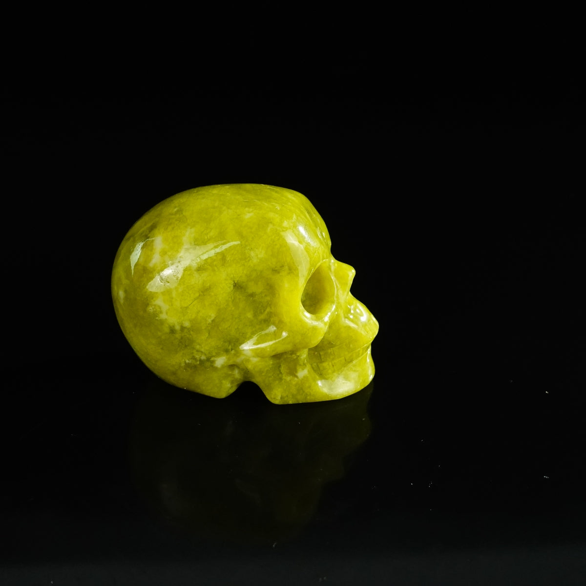 2.2" Serpentine Crystal Skull Carving - Unique Piece #XJ07