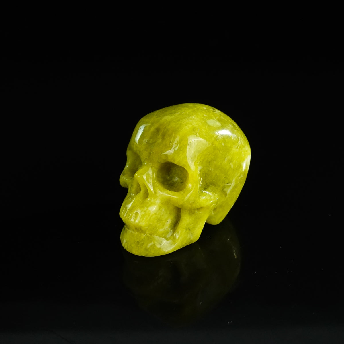 2.2" Serpentine Crystal Skull Carving - Unique Piece #XJ07