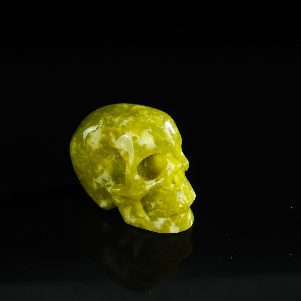 2.2" Serpentine Crystal Skull Carving - Unique Piece #XJ08