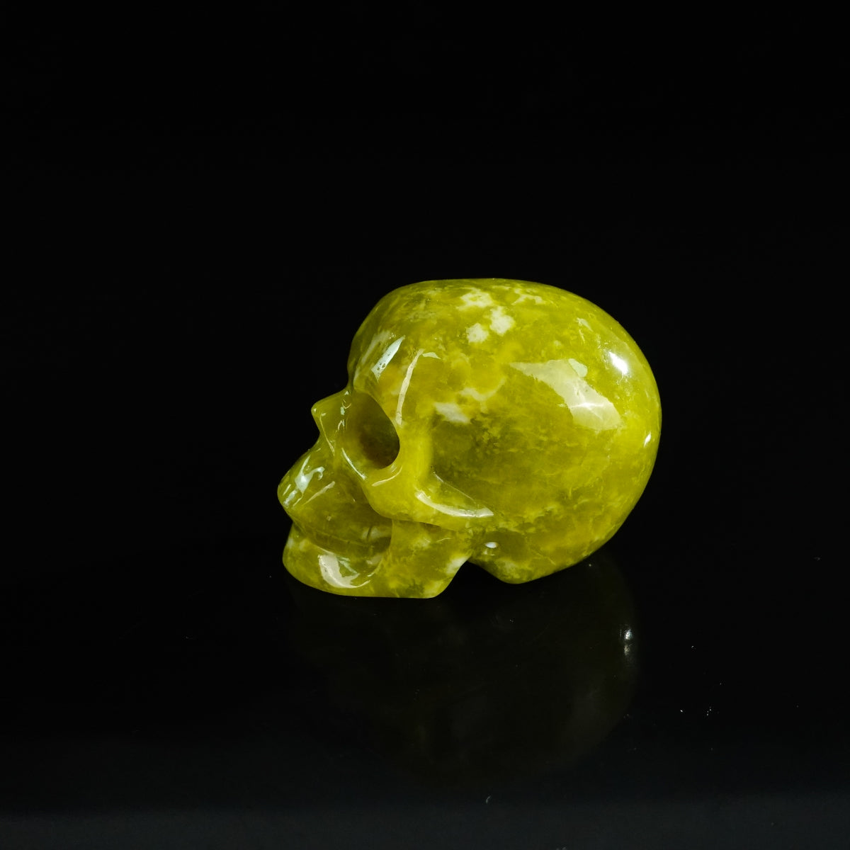 2.2" Serpentine Crystal Skull Carving - Unique Piece #XJ08
