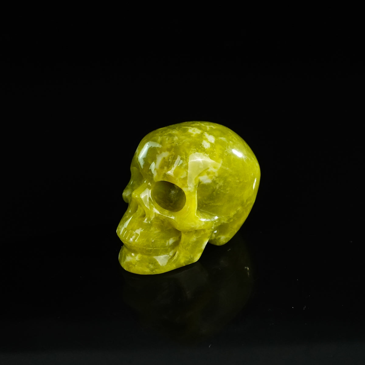 2.2" Serpentine Crystal Skull Carving - Unique Piece #XJ08