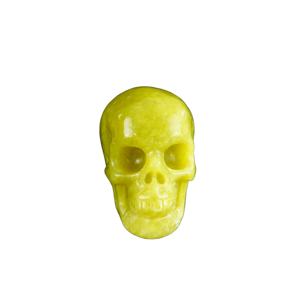 2.2" Serpentine Crystal Skull Carving - Hand Carved Decor