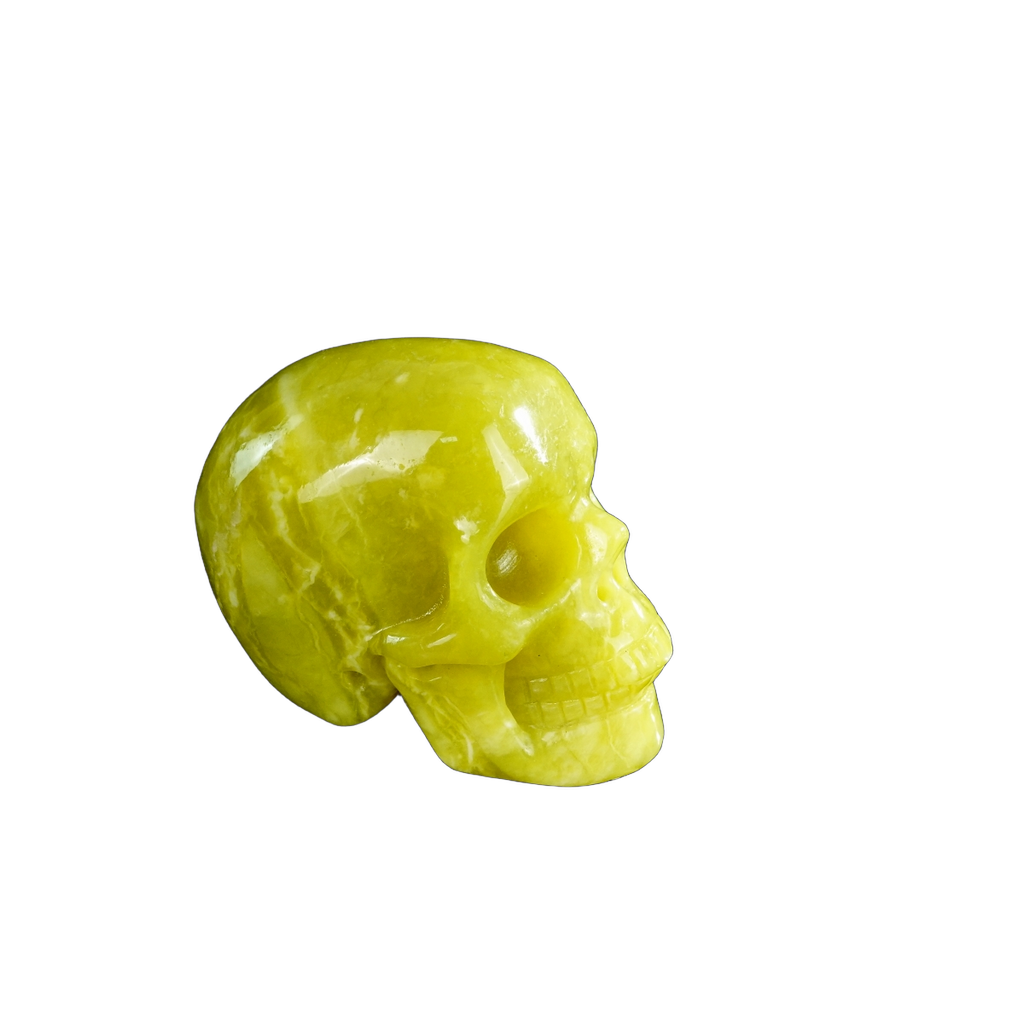 2.2" Serpentine Crystal Skull Carving - Hand Carved Decor