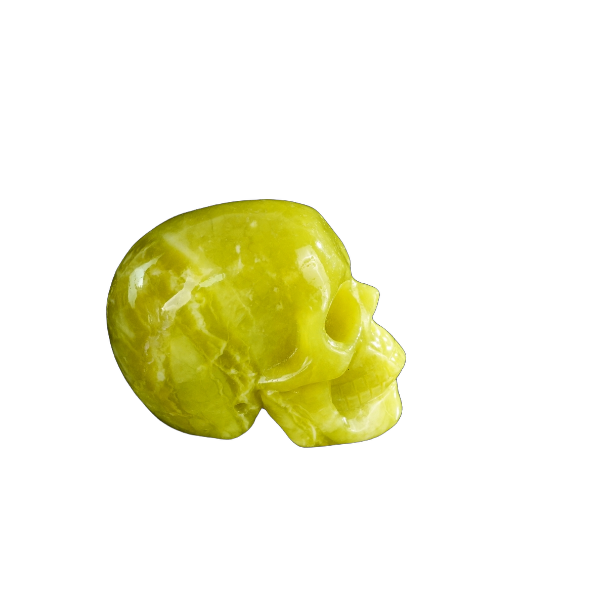 2.2" Serpentine Crystal Skull Carving - Hand Carved Decor