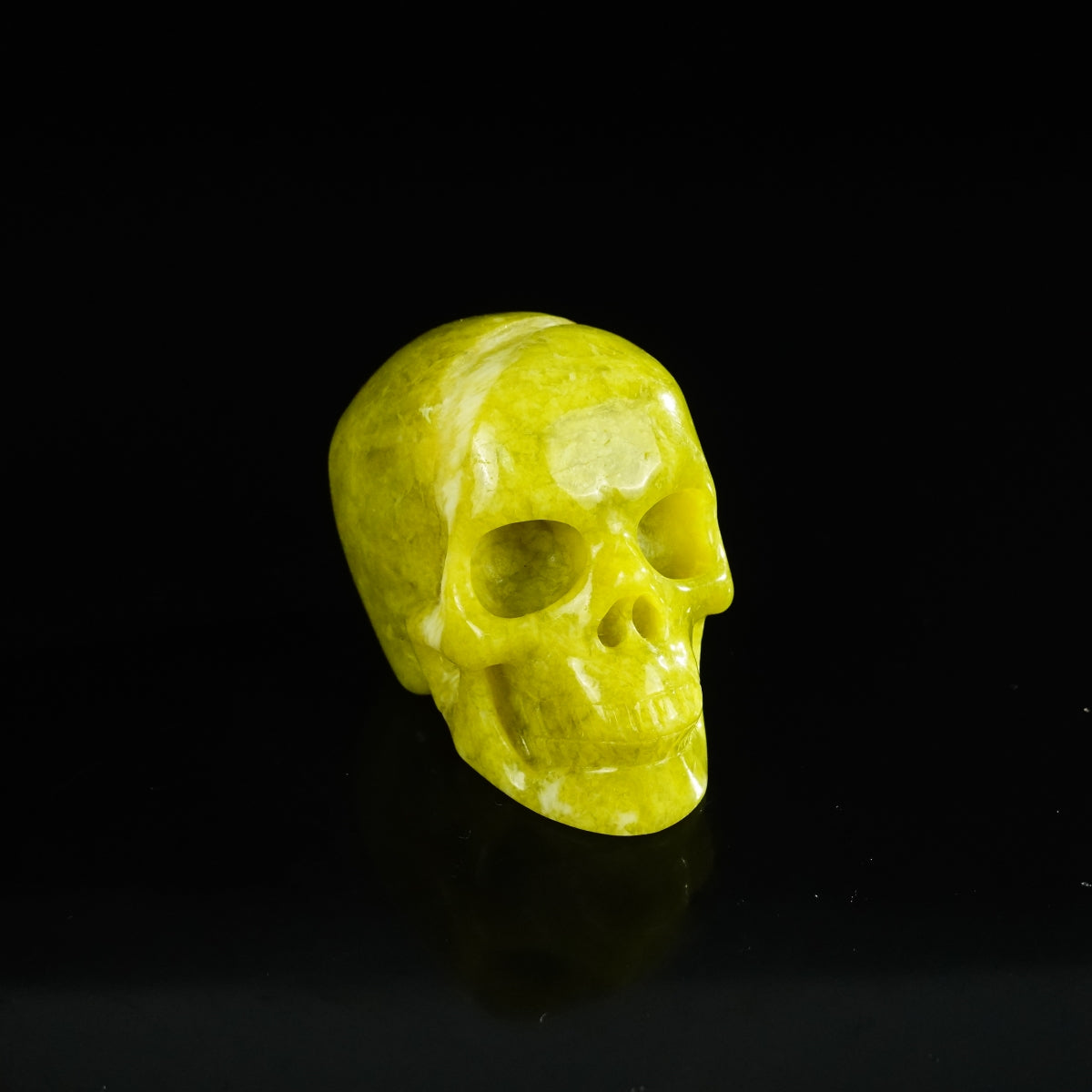 2.2" Serpentine Crystal Skull Carving - Unique Piece #XJ11
