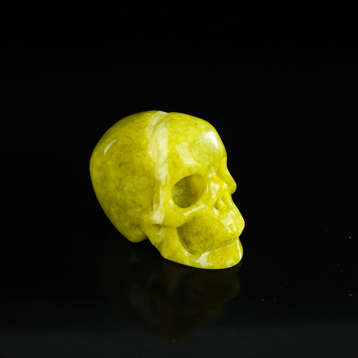 2.2" Serpentine Crystal Skull Carving - Unique Piece #XJ11