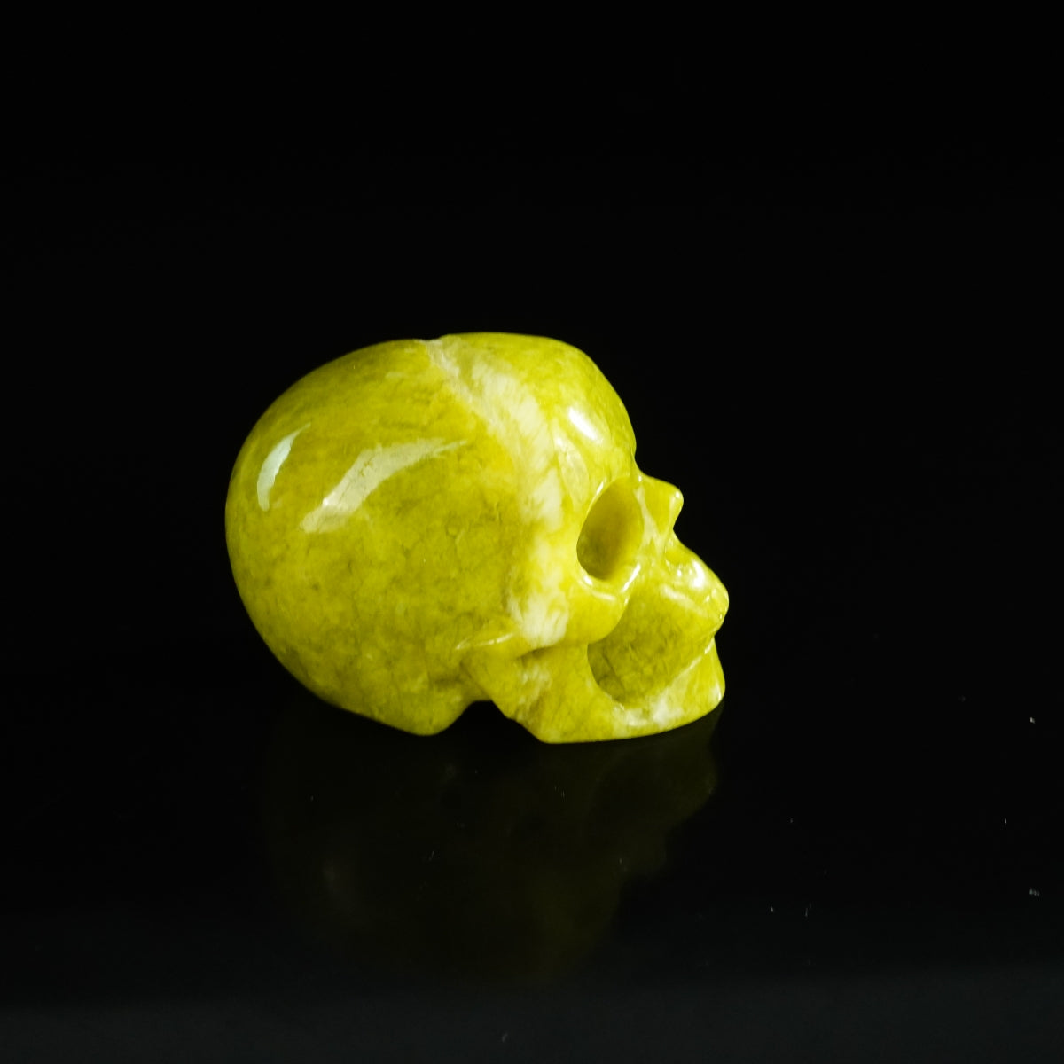 2.2" Serpentine Crystal Skull Carving - Unique Piece #XJ11