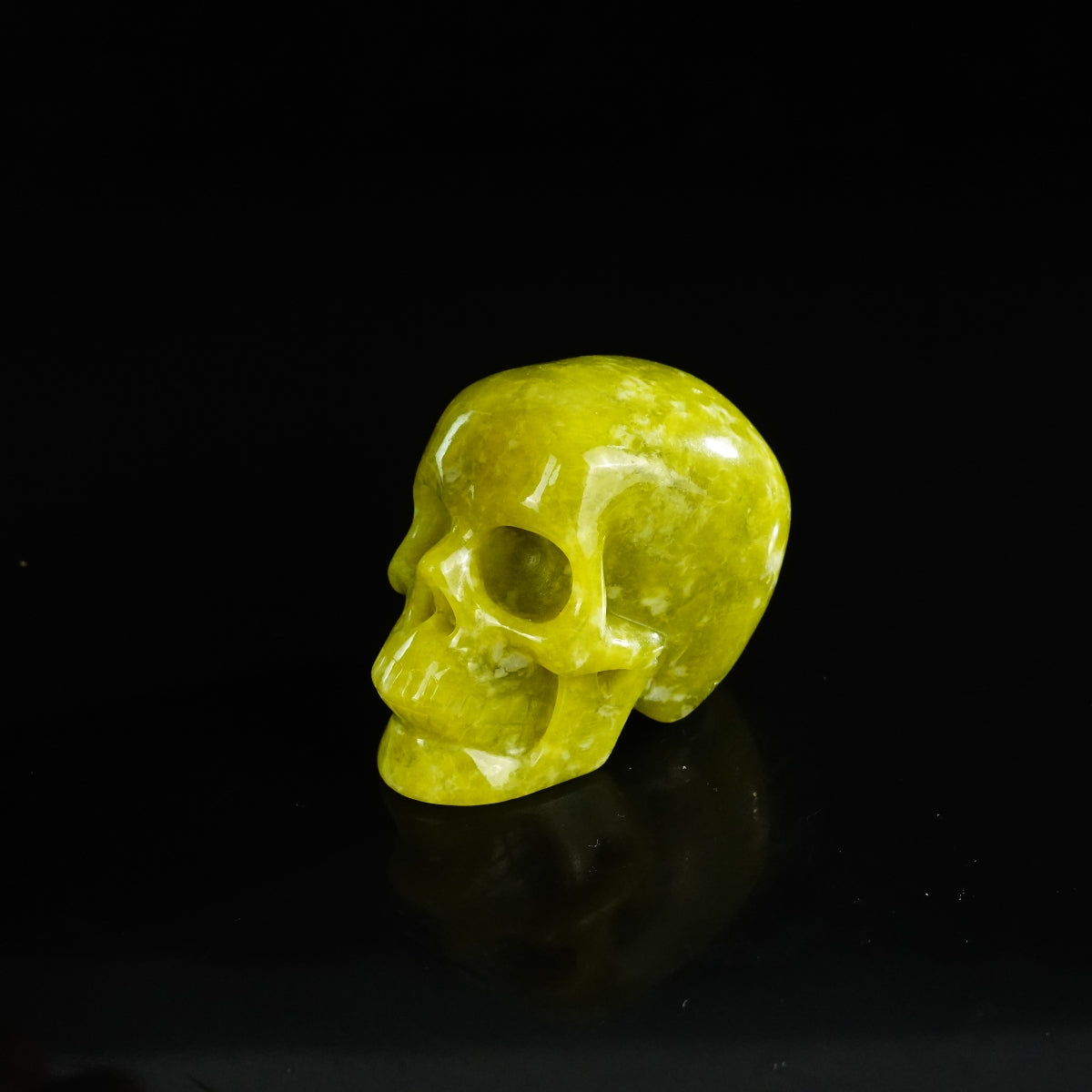 2.2" Serpentine Crystal Skull Carving - Unique Piece #XJ12