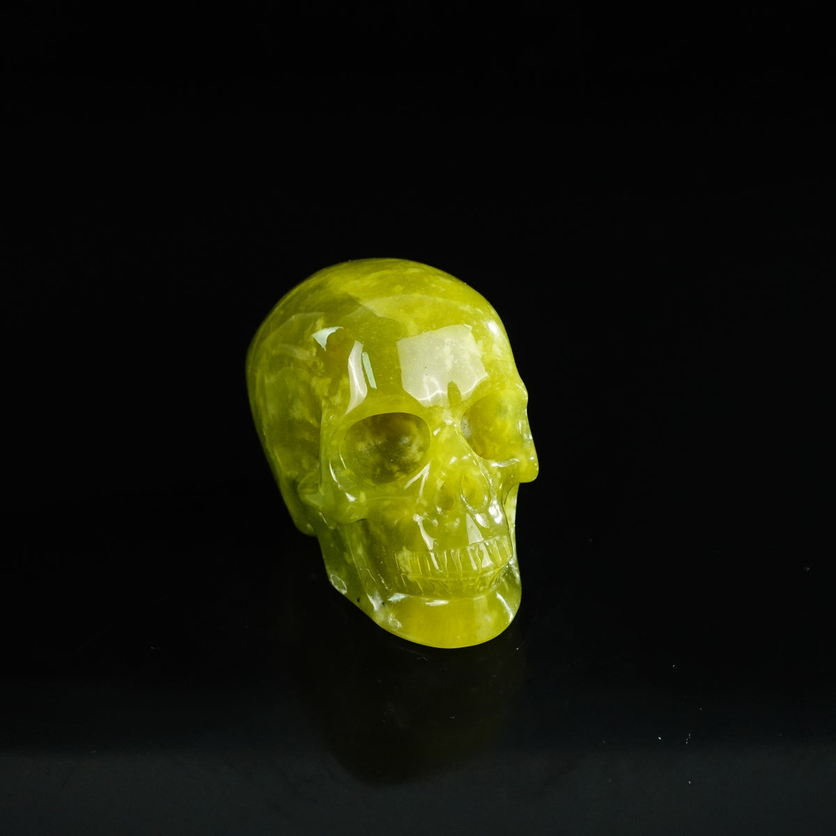 2.2" Serpentine Crystal Skull Carving - Unique Piece #XJ14