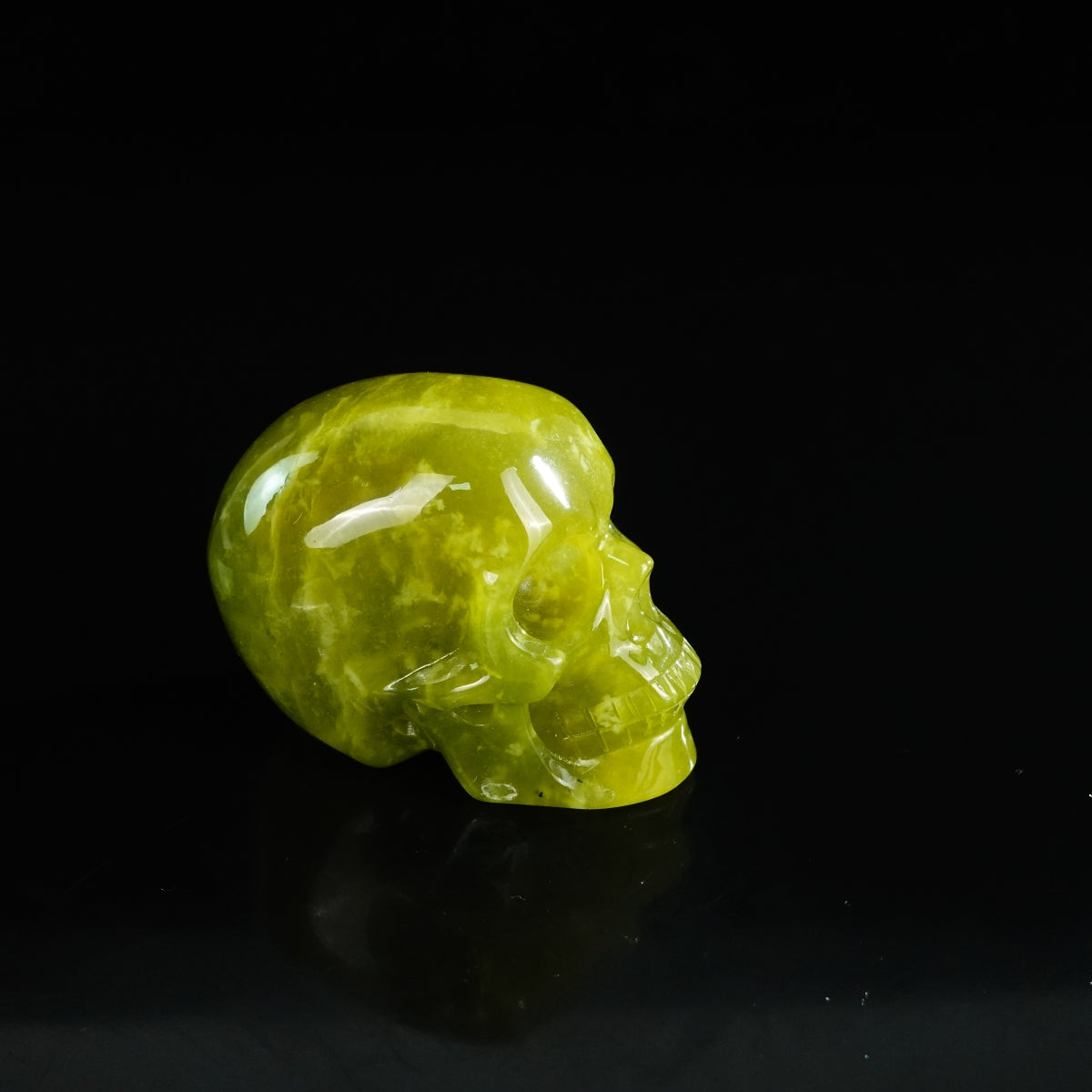 2.2" Serpentine Crystal Skull Carving - Unique Piece #XJ14