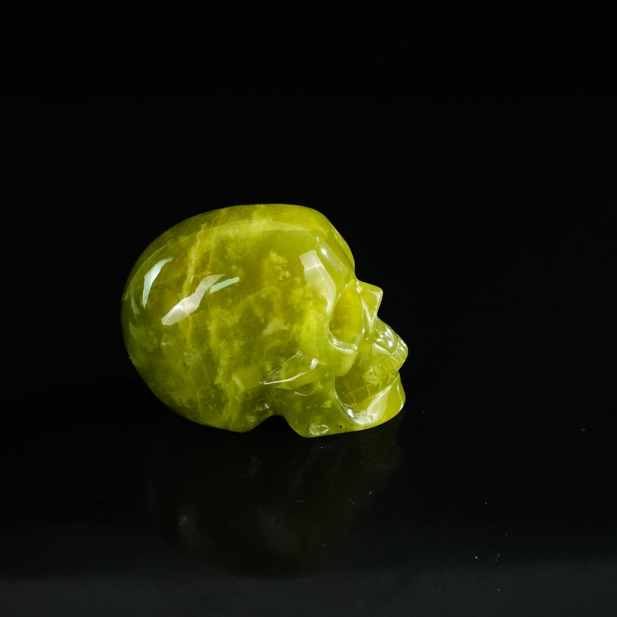 2.2" Serpentine Crystal Skull Carving - Unique Piece #XJ14