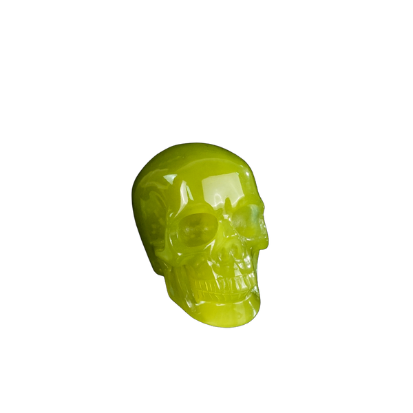 2.2" Serpentine Crystal Skull Carving - Hand Carved Decor - alternate view