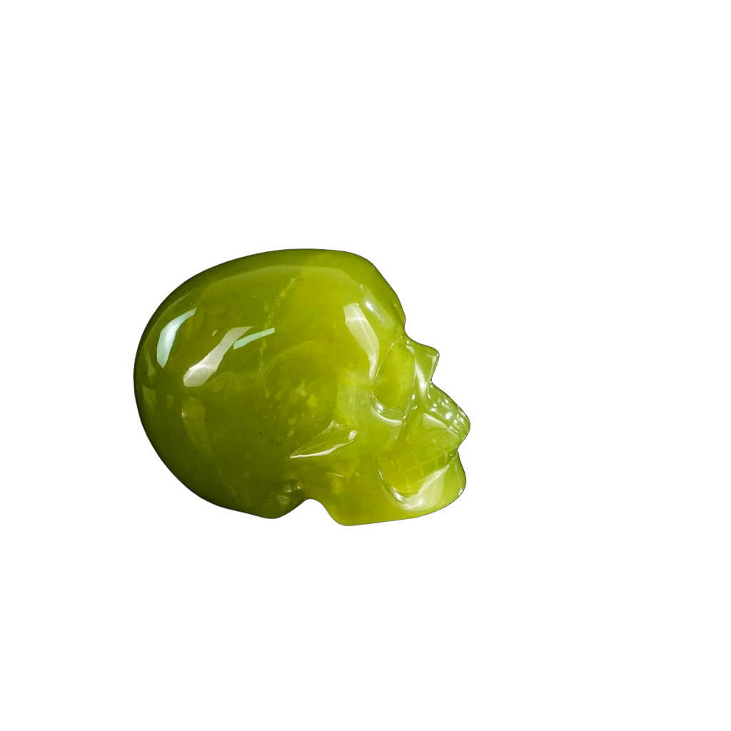2.2" Serpentine Crystal Skull Carving - Hand Carved Decor