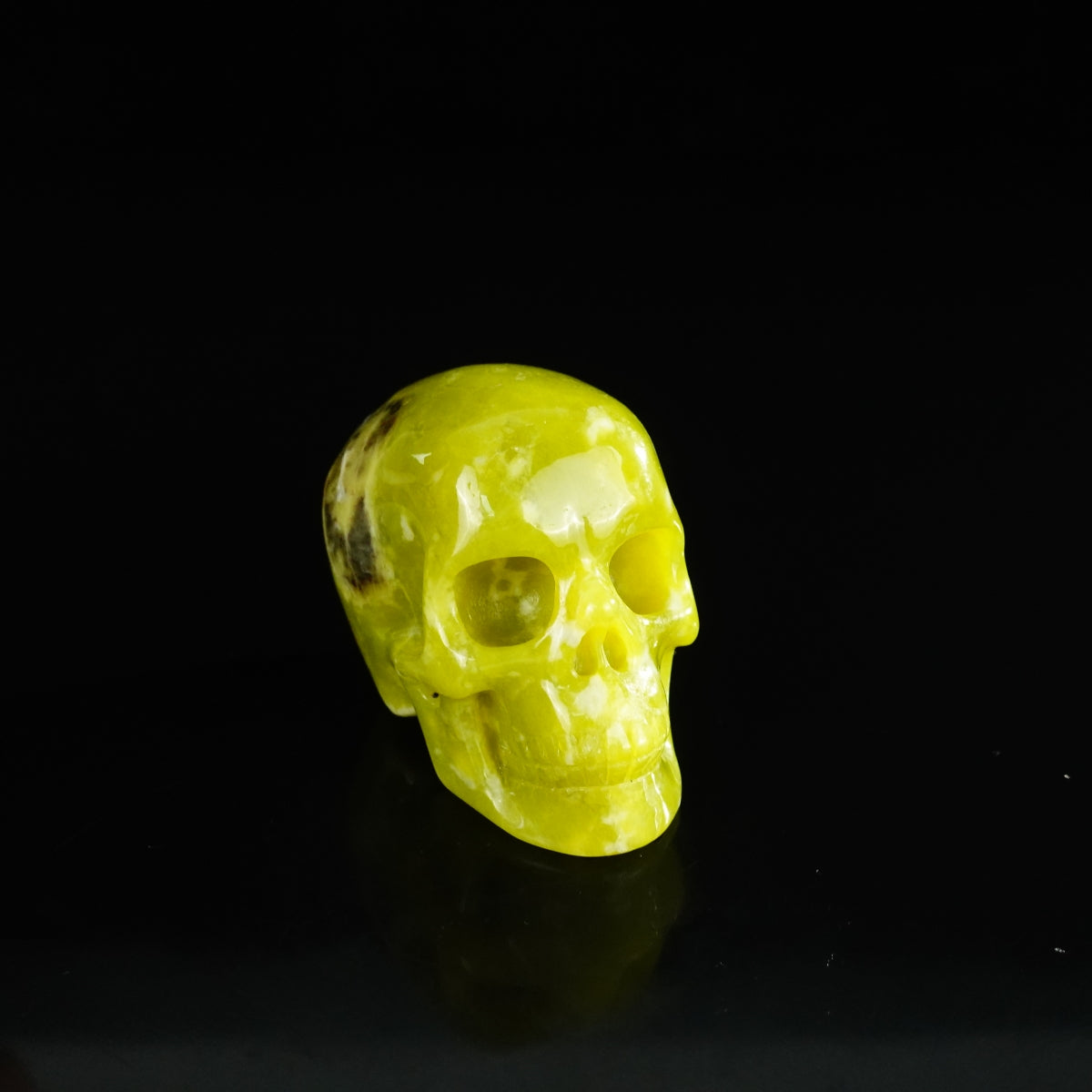 2.2" Serpentine Crystal Skull Carving - Unique Piece #XJ17