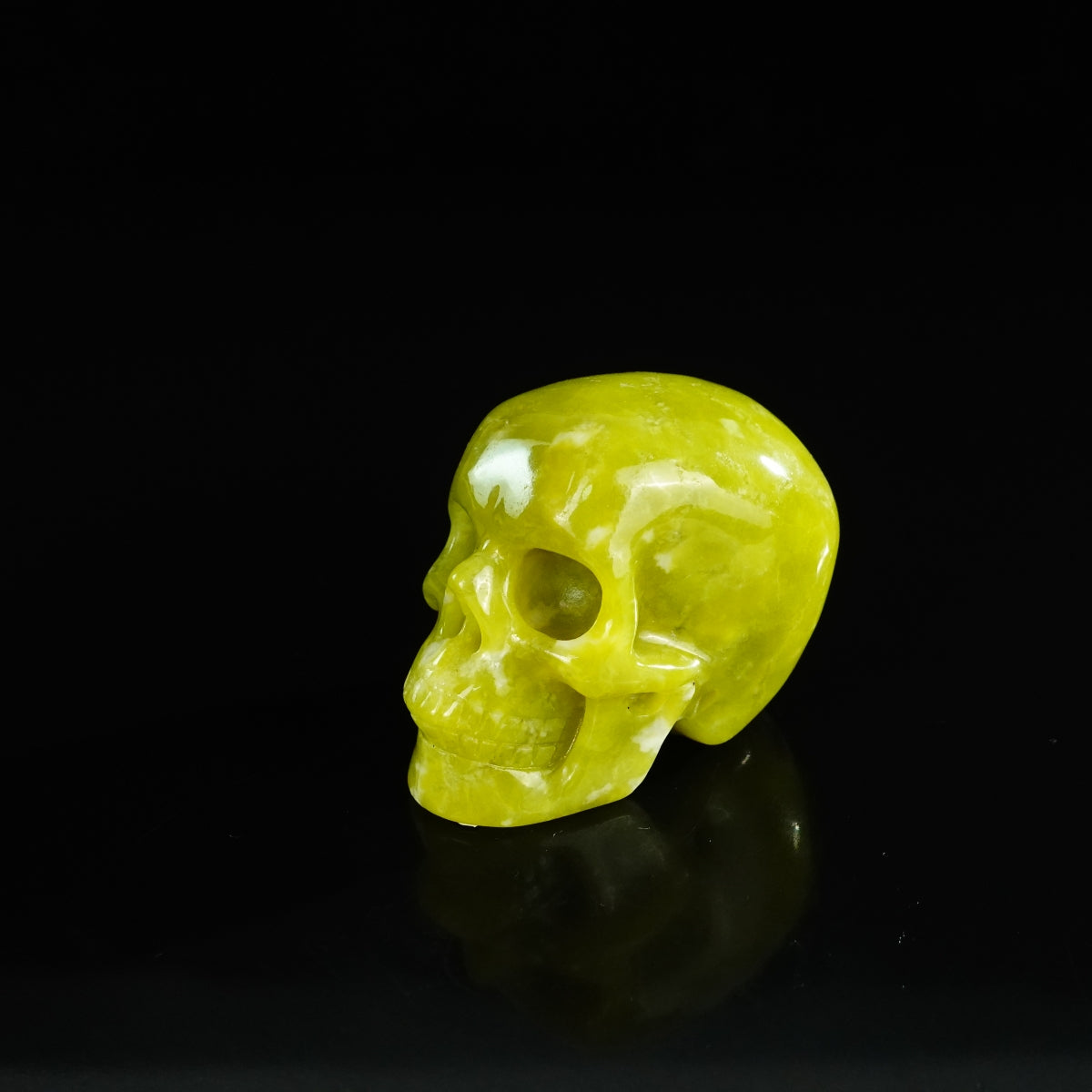 2.2" Serpentine Crystal Skull Carving - Unique Piece #XJ17