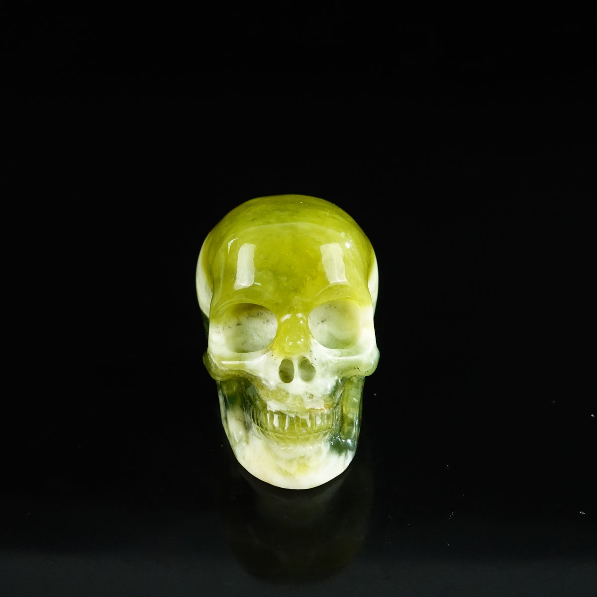 2.2" Serpentine Crystal Skull Carving - Unique Piece #XJ19