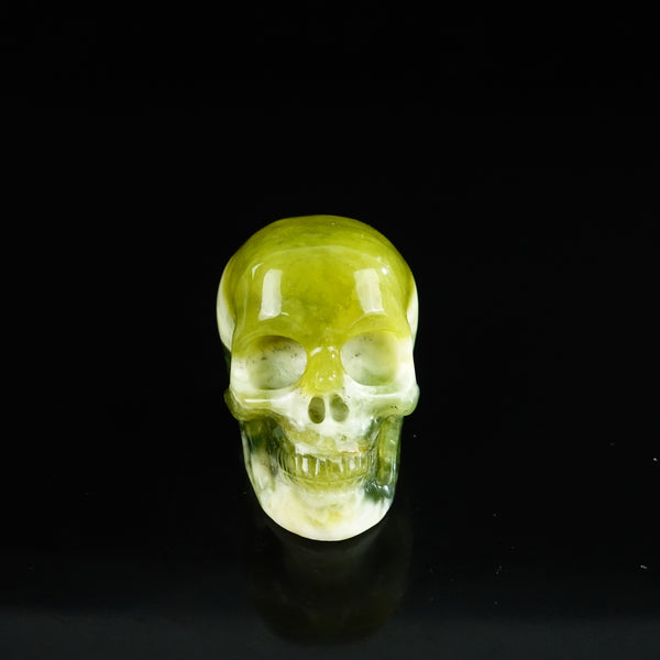 2.2" Serpentine Crystal Skull Carving - Unique Piece #XJ19
