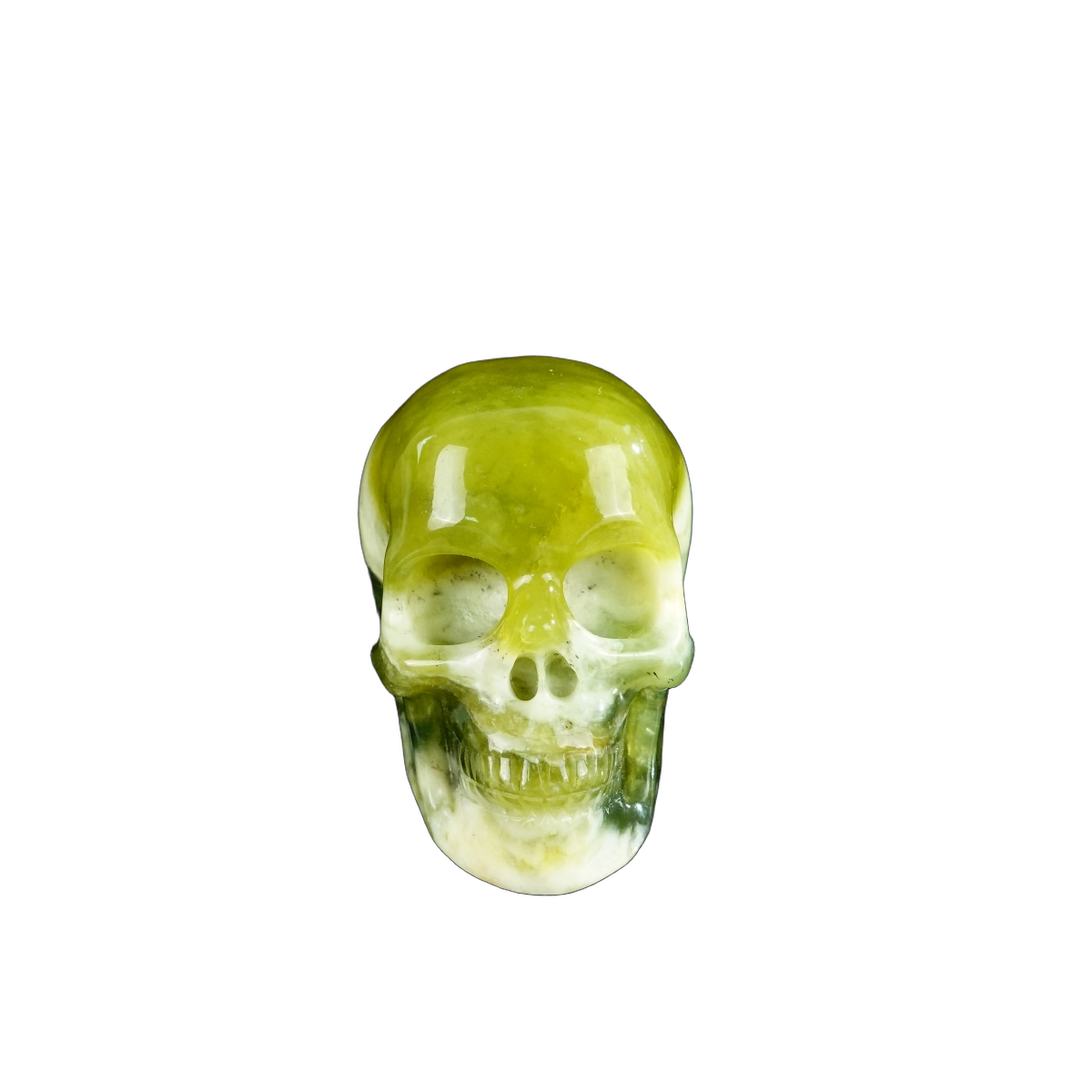 2.2" Serpentine Crystal Skull Carving - Unique Piece #XJ19