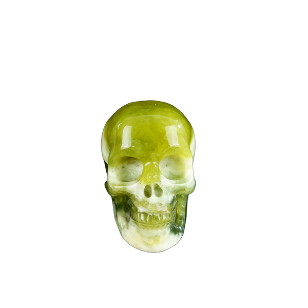 2.2" Serpentine Crystal Skull Carving - Unique Piece #XJ19