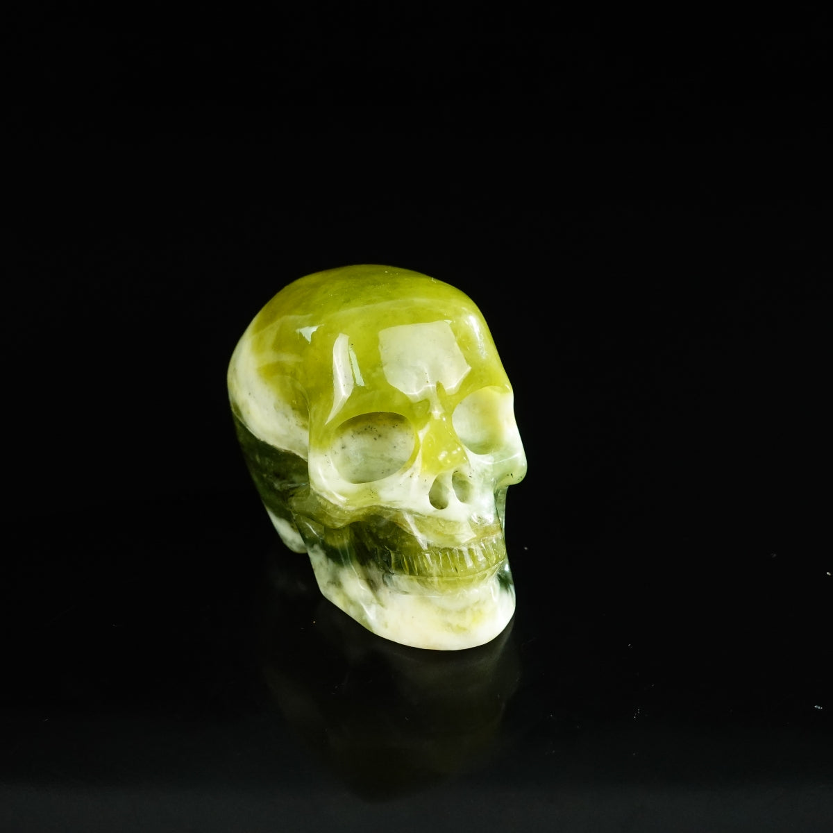 2.2" Serpentine Crystal Skull Carving - Unique Piece #XJ19