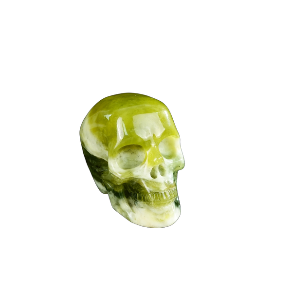 2.2" Serpentine Crystal Skull Carving - Unique Piece #XJ19 - alternate view