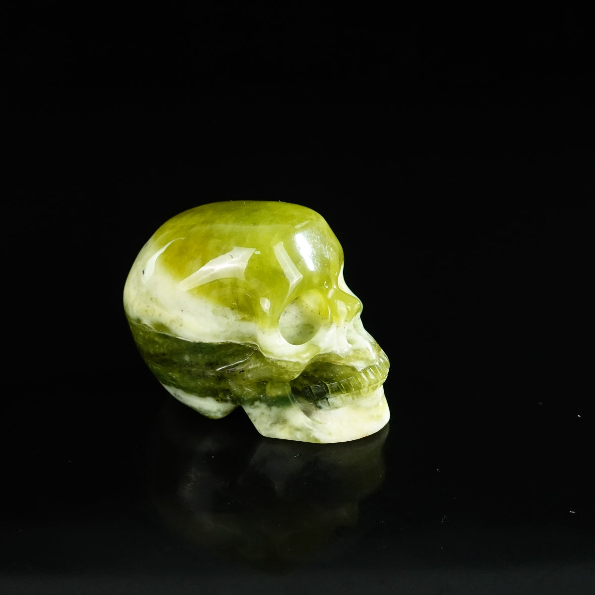 2.2" Serpentine Crystal Skull Carving - Unique Piece #XJ19
