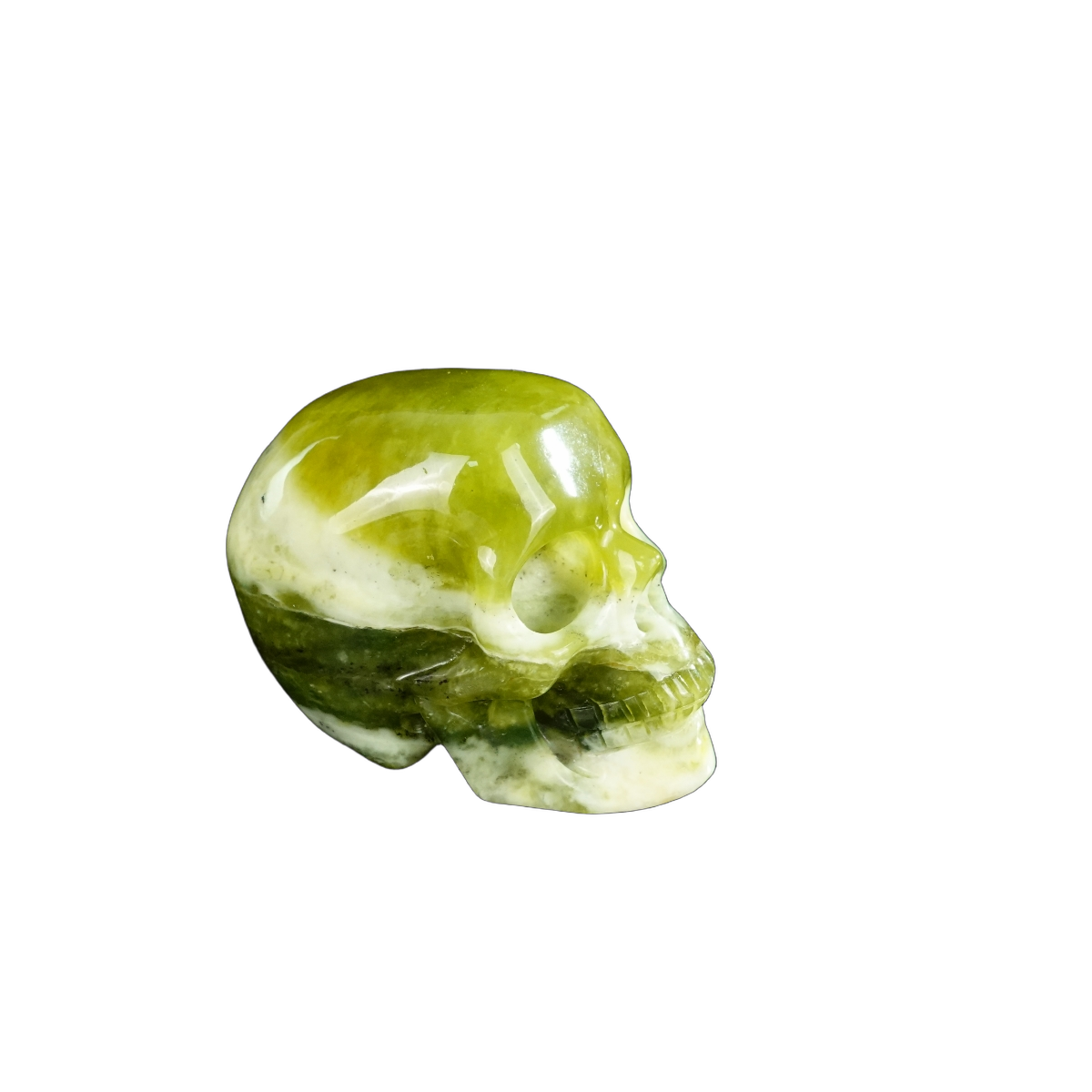 2.2" Serpentine Crystal Skull Carving - Unique Piece #XJ19