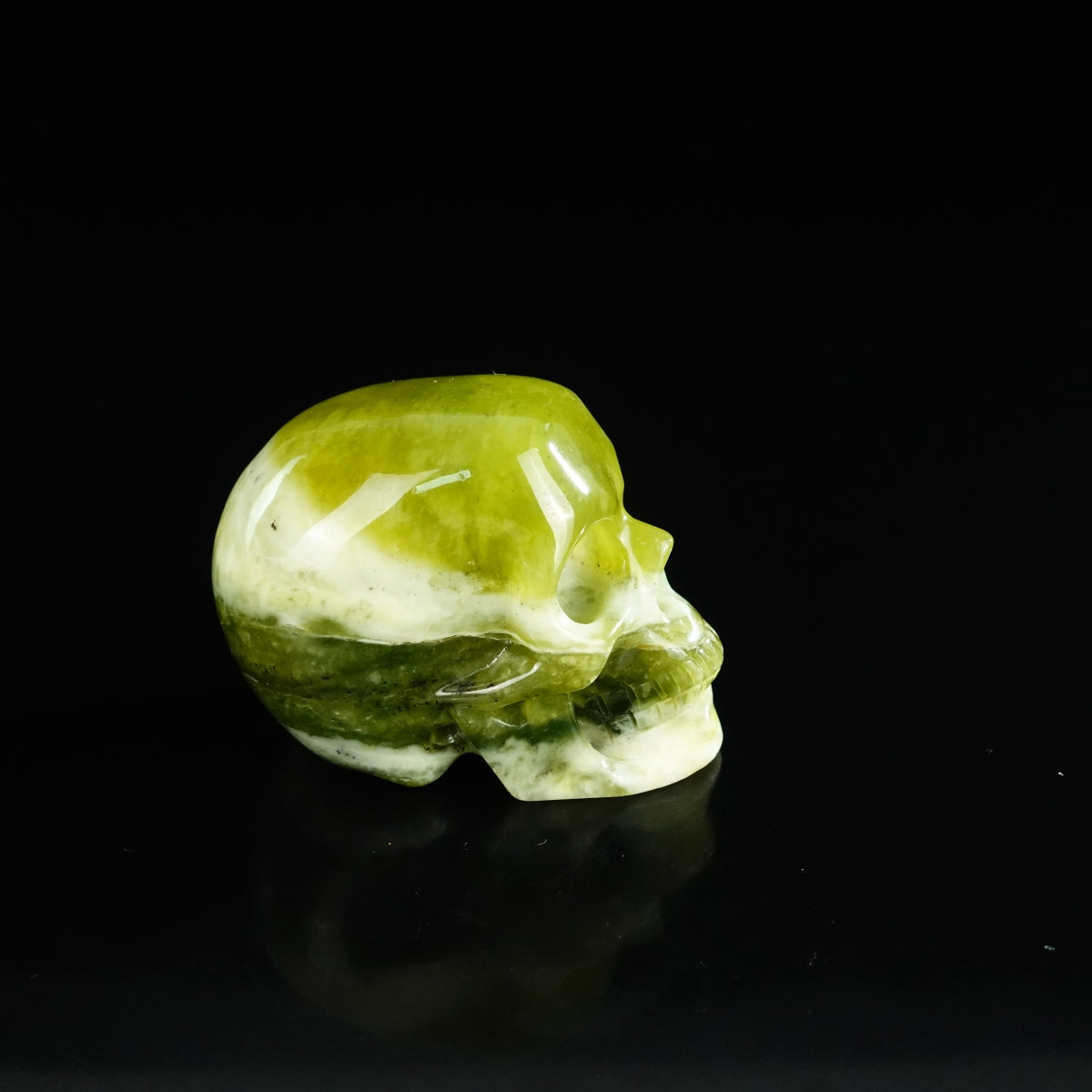 2.2" Serpentine Crystal Skull Carving - Unique Piece #XJ19