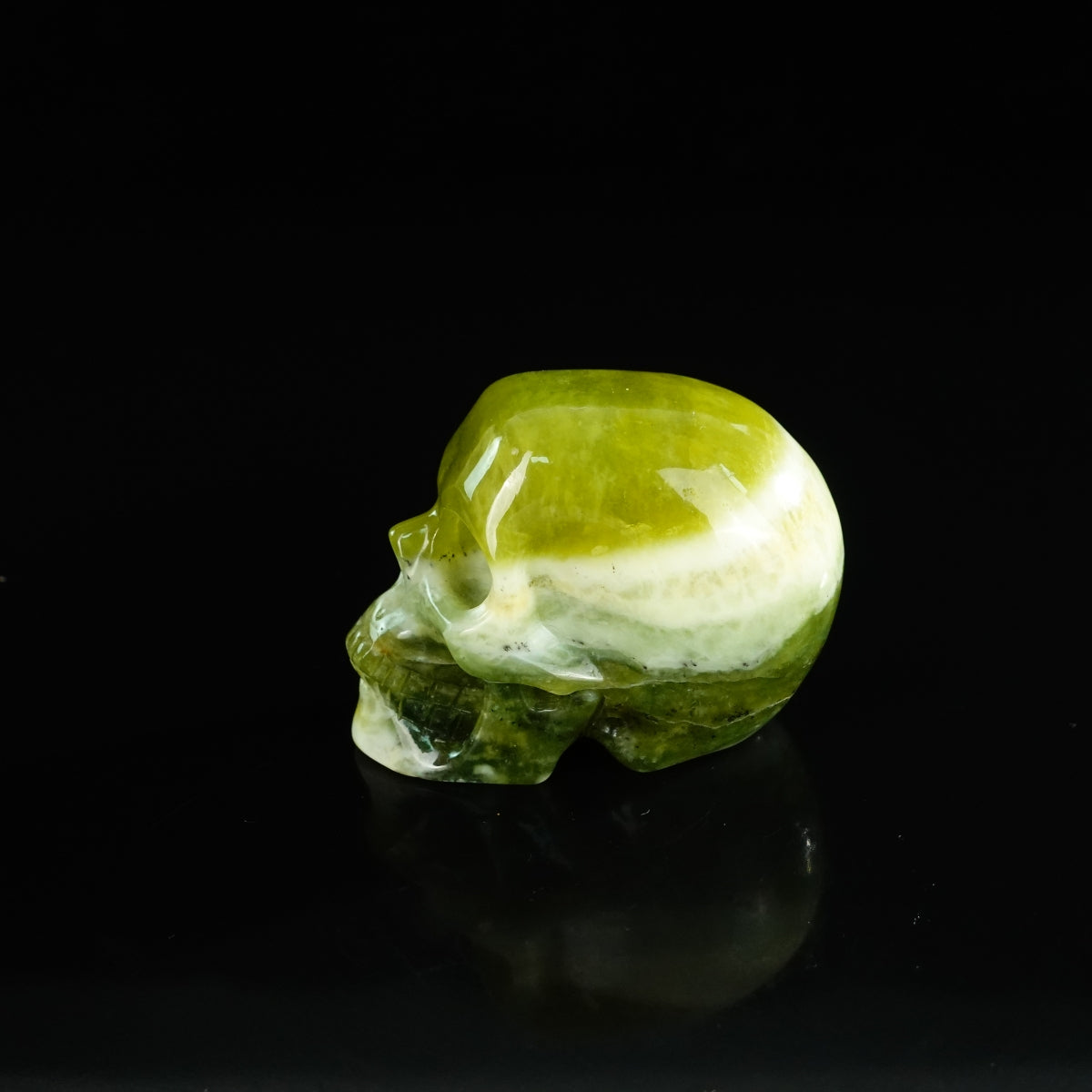 2.2" Serpentine Crystal Skull Carving - Unique Piece #XJ19