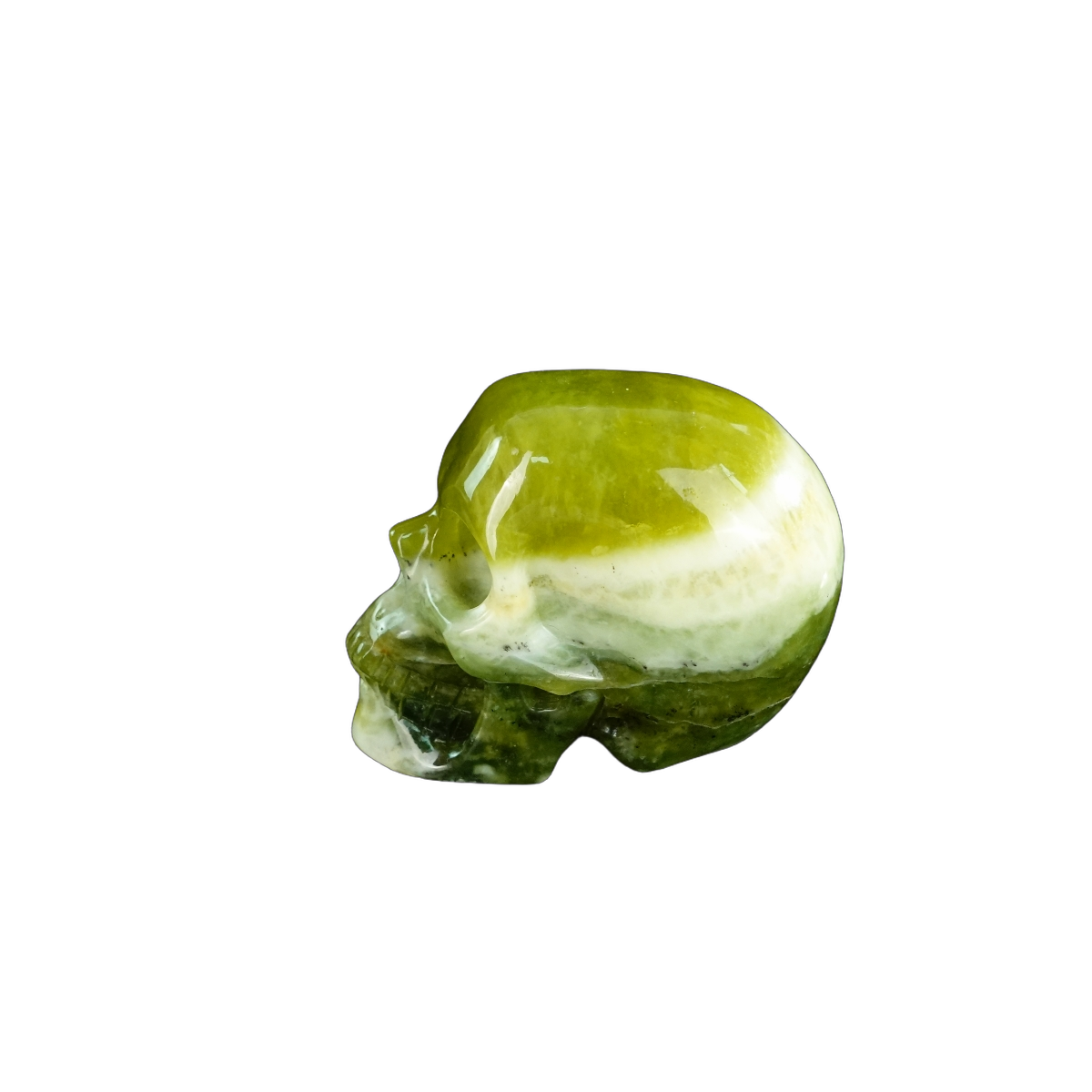 2.2" Serpentine Crystal Skull Carving - Unique Piece #XJ19